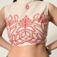 Myshka Women Off White Thread Embroidered Halter Neck Saree Blouse - Swadesiicart