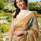 Myshka Women Off White Thread Embroidered Halter Neck Saree Blouse - Swadesiicart