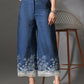 Myshka Women Blue Embellished Crop Top and Laced Trouser Co-ord Set - Swadesiicart