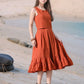 Myshka Girls Rust Pure Cotton Sleeveless Schiffli Top and Flared Skirt - Swadesiicart