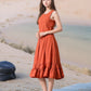 Myshka Girls Rust Pure Cotton Sleeveless Schiffli Top and Flared Skirt - Swadesiicart