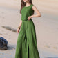 Myshka Girls Green Pure Cotton Sleeveless Schiffli Top with Flared Trouser - Swadesiicart