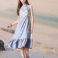 Myshka Girls Linen Cotton Embroidered Maxi Dress - Swadesiicart