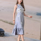 Myshka Girls Linen Cotton Embroidered Maxi Dress - Swadesiicart