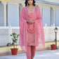 Vaasva Women's Pink Viscose Tissue Digital Printed Suit Set | Swadesiicart