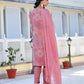 Vaasva Women's Pink Viscose Tissue Digital Printed Suit Set | Swadesiicart