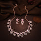 Tehzeeb Creations Lavender Colour Sparkle Stone Studded Necklace With Earrings - Swadesiicart