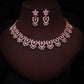 Tehzeeb Creations Lavender Colour Sparkle Stone Studded Necklace With Earrings - Swadesiicart