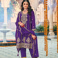 Anaita Purple Embroidered Chinon Sequence Work Stitched Anarkali Suit