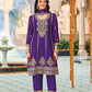 Anaita Purple Embroidered Chinon Sequence Work Stitched Anarkali Suit