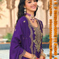 Anaita Purple Embroidered Chinon Sequence Work Stitched Anarkali Suit