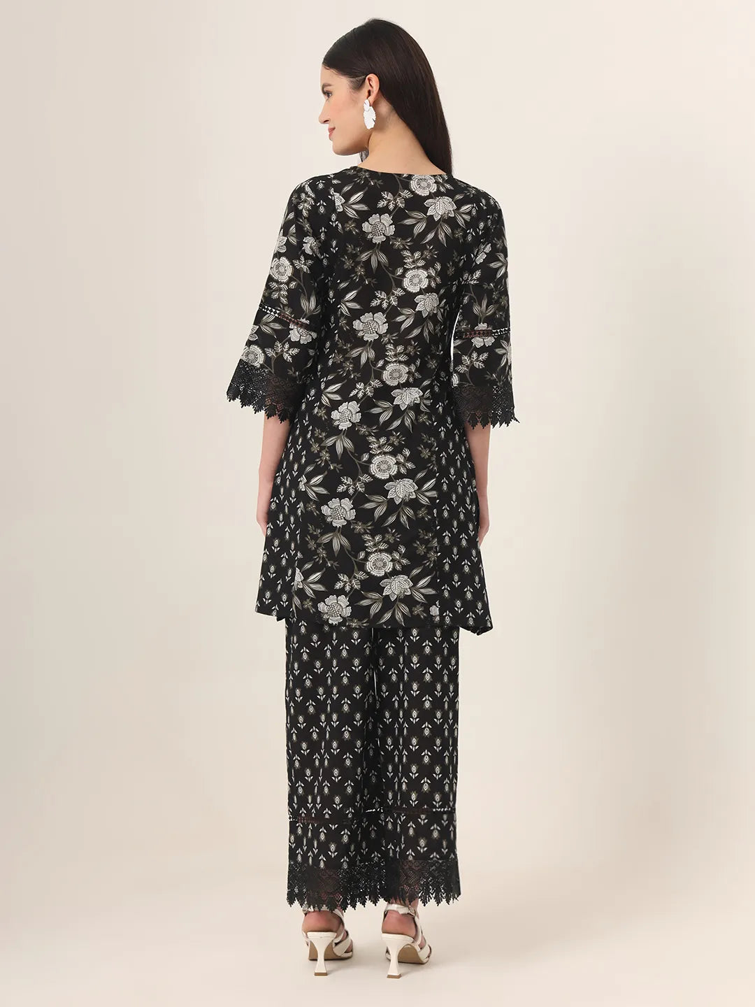 Yufta Black Pure Cotton Co Ord Set - Swadesiicart