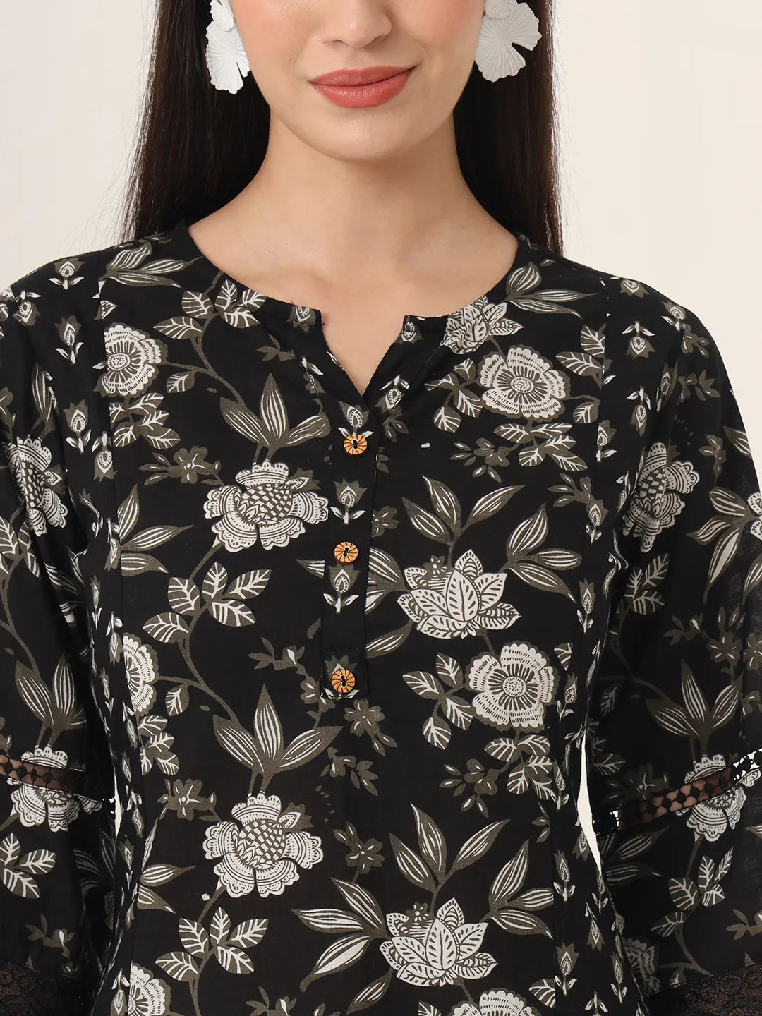 Yufta Black Pure Cotton Co Ord Set - Swadesiicart