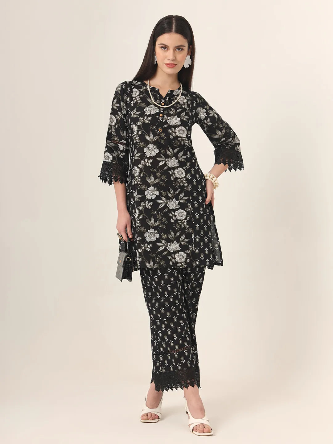 Yufta Black Pure Cotton Co Ord Set - Swadesiicart