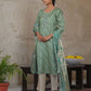 Vaasva Women's Dark Green Green Silk Digital Printed Suit Set | Swadesiicart