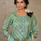 Vaasva Women's Dark Green Green Silk Digital Printed Suit Set | Swadesiicart