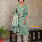 Vaasva Women's Dark Green Green Silk Digital Printed Suit Set | Swadesiicart