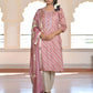 Vaasva Women's Pale Pink Silk Digital Printed Suit Set | Swadesiicart