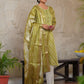 Vaasva Women's Parrot Green Silk Digital Printed Suit Set | Swadesiicart