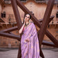Anaita Lavender Pure Satin Silk With Zari Weaving Saree With Blouse