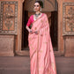 Anaita Peach Pure Satin Silk With Zari Weaving Saree With Blouse