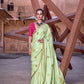 Anaita Green Pure Satin Silk With Zari Weaving Saree With Blouse