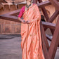 Anaita Orange Pure Satin Silk With Zari Weaving Saree With Blouse