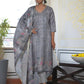 Vaasva Women's Ash Grey Silk Digital Printed Suit Set | Swadesiicart