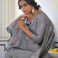 Vaasva Women's Ash Grey Silk Digital Printed Suit Set | Swadesiicart
