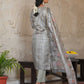 Vaasva Women's Charcoal Grey Silk Digital Printed Suit Set | Swadesiicart