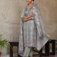 Vaasva Women's Charcoal Grey Silk Digital Printed Suit Set | Swadesiicart