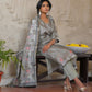 Vaasva Women's Charcoal Grey Silk Digital Printed Suit Set | Swadesiicart