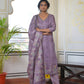 Vaasva Women's Purple Grey Silk Digital Printed Suit Set | Swadesiicart