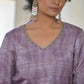 Vaasva Women's Purple Grey Silk Digital Printed Suit Set | Swadesiicart