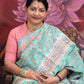 Dazzling Sea Green Colour With Lotus Buttes Pure Chanderi Sico Saree By Gayathri Reddy Designer Studio | Swadesiicart