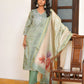 Vaasva Women's Pistachio Tissue Shimmer Digital Printed Suit Set | Swadesiicart