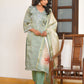 Vaasva Women's Pistachio Tissue Shimmer Digital Printed Suit Set | Swadesiicart