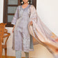 Vaasva Women's Shadow Grey Tissue Shimmer Digital Printed Suit Set | Swadesiicart