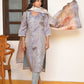 Vaasva Women's Shadow Grey Tissue Shimmer Digital Printed Suit Set | Swadesiicart