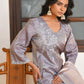 Vaasva Women's Shadow Grey Tissue Shimmer Digital Printed Suit Set | Swadesiicart
