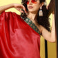 InWeave Women's Red Green Brocade Satin Oneshoulder Kurta Set - Swadesiicart