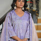 Vaasva Women's Lavender Tissue Shimmer Digital Printed Suit Set | Swadesiicart
