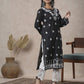 ADA Women Sustainable Black & White Paisley Chikankari Hand Embroidered Straight Kurta | Swadesiicart