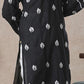 ADA Women Sustainable Black & White Paisley Chikankari Hand Embroidered Straight Kurta | Swadesiicart