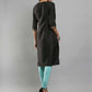 W for Woman Black & Aqua Blue Boat Neck Printed kurta