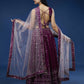 House of Panchhi Women Burgundy Pure Georgette Sequinse Embroidered Lehenga & Blouse, Dupatta | Swadesiicart
