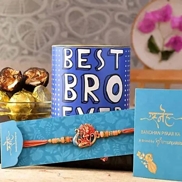 Krishna Raag Rakhi N Chocolate Dipped Khajoor Laddu | Swadesiicart