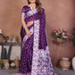 Anaita Dark Purple Handmade Bandhej Viscose Silk Saree With Blouse