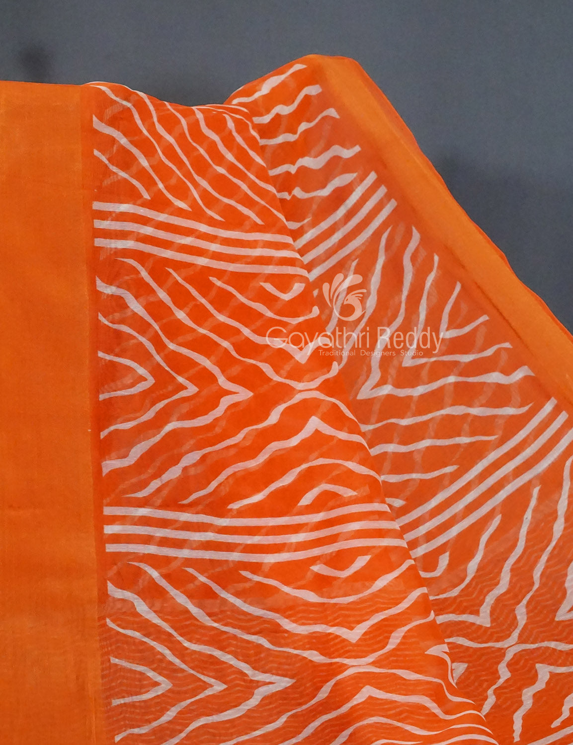 Shades of Orange with Lehariya Design Semi Chanderi Saree By Gayathri Reddy Designer Studio | Swadesiicart