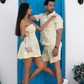 Noroke Cotton Satin White Chartreuse Couple Co-ord Set - Swadesiicart